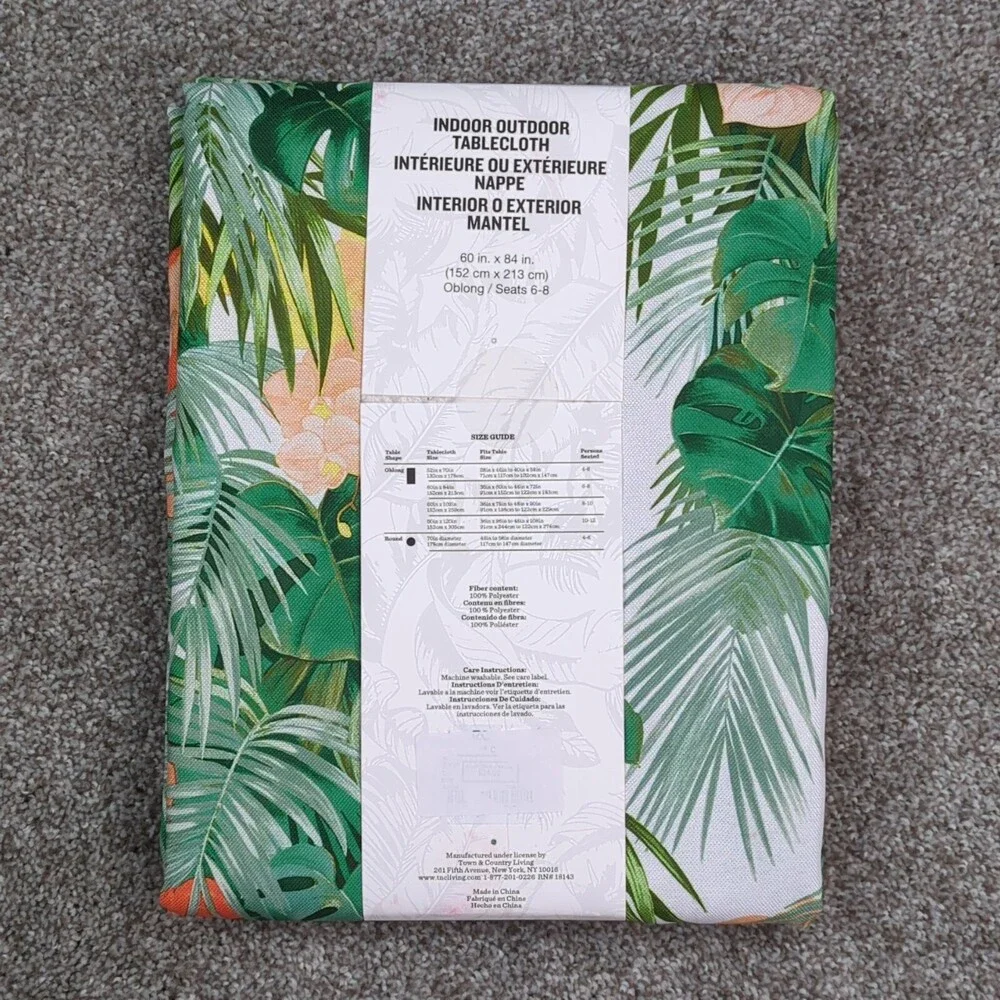 Tommy Bahama Tablecloth 60x84 Oblong Palm Philodendron Leaf Indoor Outdoor